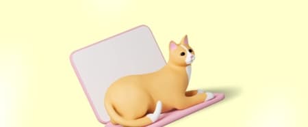 Ilustración 3D de un gato sobre una computadora image