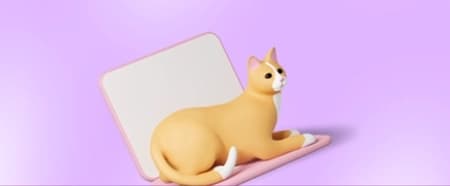 ilustración 3D de un gato acostado sobre una computadora